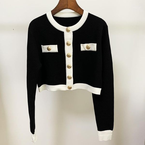 2020 fall winter designer sweater women's color block lion buttons knit crop cardigan1, White
2020 fall winter designer sweater women's color block lion buttons knit crop cardigan1, White