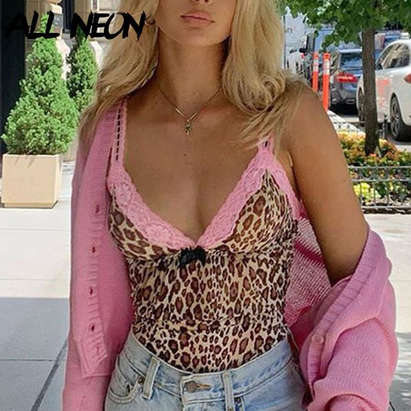 allneon e-girl y2k deep v-neck bow leopard printing lace trim cami spaghetti strap backless skinnk crop party wear, White
allneon e-girl y2k deep v-neck bow leopard printing lace trim cami spaghetti strap backless skinnk crop party wear, White