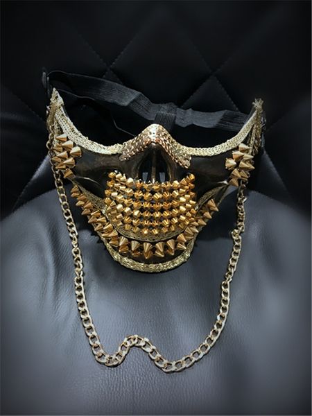 super exaggerated skull punk men's rivet cool night club dance performance halloween mask gold/silver color handmade
super exaggerated skull punk men's rivet cool night club dance performance halloween mask gold/silver color handmade