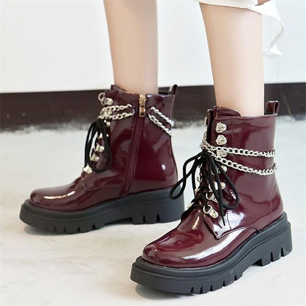 boots pxelena 2021 winter metal chain motorcycle women patent leather lace up chunky high heels platform biker punk gothic boots1, Black
boots pxelena 2021 winter metal chain motorcycle women patent leather lace up chunky high heels platform biker punk gothic boots1, Black