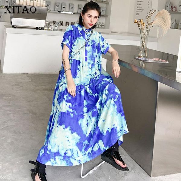 xitao plus size tide print pleated dress women clothes 2020 summer new fashion stand collar short sleeve elegant dresses zll52111, White;black
xitao plus size tide print pleated dress women clothes 2020 summer new fashion stand collar short sleeve elegant dresses zll52111, White;black
