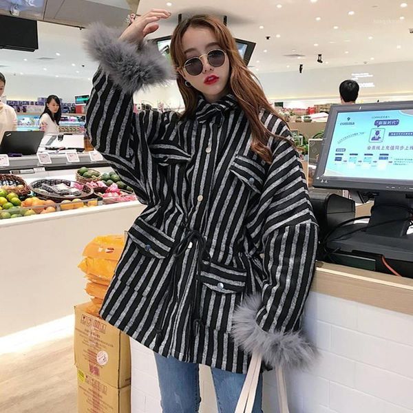 winter jacket women add cotton new korean style loose striped waist mid-length thickened velvet cuff manteau femme hiver coat1, Black
winter jacket women add cotton new korean style loose striped waist mid-length thickened velvet cuff manteau femme hiver coat1, Black