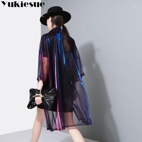 transparent coat for women laser lapel collar three quarter sleeve long windbreaker 2018 spring summer tide outerwear.1, Black;brown
transparent coat for women laser lapel collar three quarter sleeve long windbreaker 2018 spring summer tide outerwear.1, Black;brown