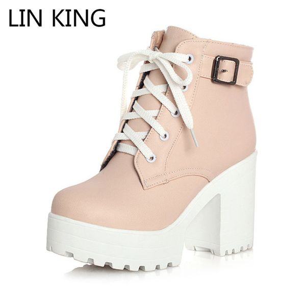 women bootslin king vintage buckle thick heel short boots square heel women platform ankle boots fashion pu lace up short boots big size, Black
women bootslin king vintage buckle thick heel short boots square heel women platform ankle boots fashion pu lace up short boots big size, Black