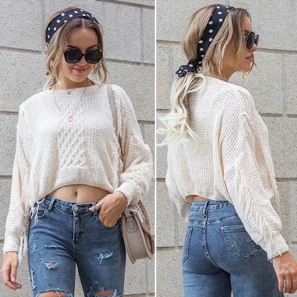knitted fringe round neck pullover sweater women cute long sleeve crop tassels holiday sweaters white, White;black
knitted fringe round neck pullover sweater women cute long sleeve crop tassels holiday sweaters white, White;black