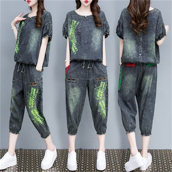 casual jean suit for women denim korean sweater letter attacked clothes all female femme arise training quof, White
casual jean suit for women denim korean sweater letter attacked clothes all female femme arise training quof, White