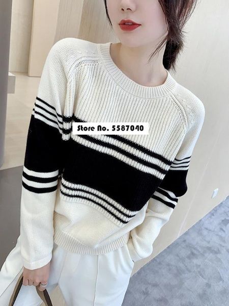 women sweater 2020 early autumn striped sweater women pullover1, White;black