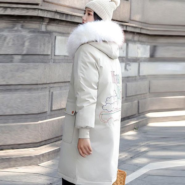 women's down & parkas winter women padded jacket 2021 hooded mid length cotton coat thickened loose warm overcoat large size parka bc24, Black