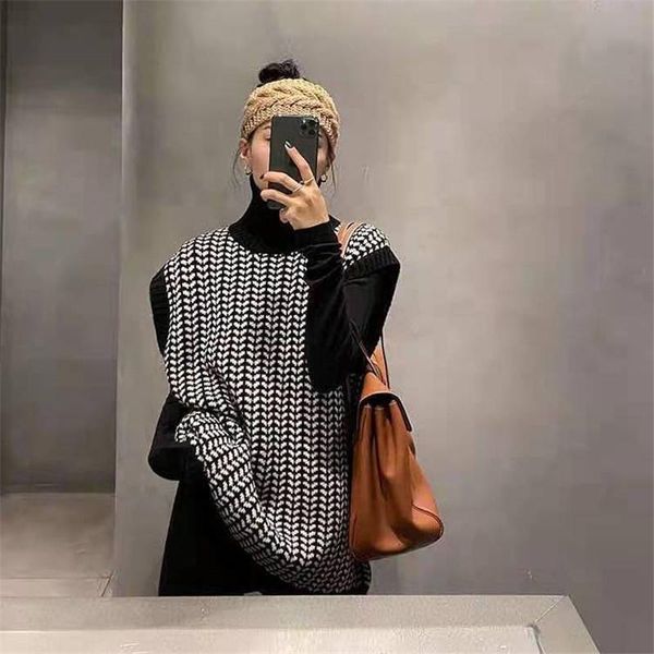 women's vests women sweater vest black white plaid turtleneck knitted spring autumn casual pullover femme jumper plus size
women's vests women sweater vest black white plaid turtleneck knitted spring autumn casual pullover femme jumper plus size