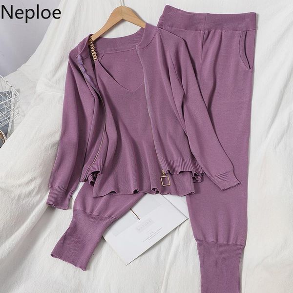 neploe fall suit three piece outfits for women zipper cardigan v-neck sling vest high waist harem pants chic knit 2 piece set, Gray
neploe fall suit three piece outfits for women zipper cardigan v-neck sling vest high waist harem pants chic knit 2 piece set, Gray