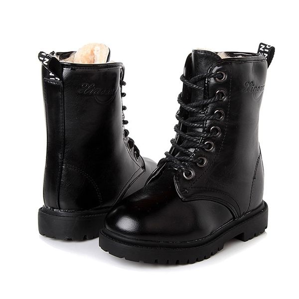 winter boots for girls leather shoes solid color kids martin boots plus velve teenger boys snow boots black size 27-39 sc207 201113, Black;grey 
winter boots for girls leather shoes solid color kids martin boots plus velve teenger boys snow boots black size 27-39 sc207 201113, Black;grey