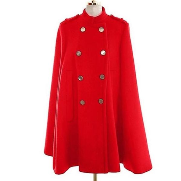women's wool & blends autumn winter women cloak loose double breasted woolen coat casual cape trench poncho shawls, Black
women's wool & blends autumn winter women cloak loose double breasted woolen coat casual cape trench poncho shawls, Black