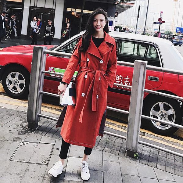 women's trench coats fashion korean long women spring 2021 bf loose plus size red outerwear female autumn sashes windbreaker re2562, Tan;black
women's trench coats fashion korean long women spring 2021 bf loose plus size red outerwear female autumn sashes windbreaker re2562, Tan;black