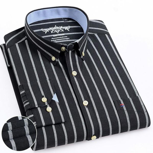 quality men's long sleeve oxford striped casual shirt front patch chest pocket regular-fit button-down thick work shirts, White;black
quality men's long sleeve oxford striped casual shirt front patch chest pocket regular-fit button-down thick work shirts, White;black