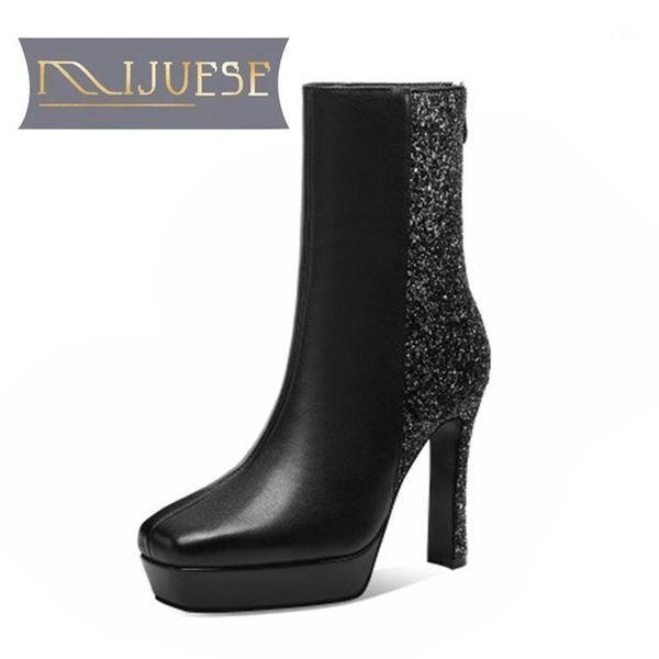 mljuese 2021 women soft ankle boots cow leather zippers platform boots winter short plush square toe high heels women1, Black
mljuese 2021 women soft ankle boots cow leather zippers platform boots winter short plush square toe high heels women1, Black