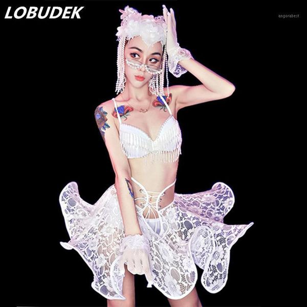 bar nightclub party dj ds costume women singer dancer stage wear white beading bikini skirt flower headgear dance outfits1, Black;red
bar nightclub party dj ds costume women singer dancer stage wear white beading bikini skirt flower headgear dance outfits1, Black;red