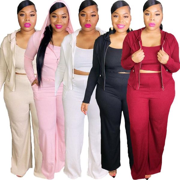 plus size three pieces set for women pit strip solid color casual wide leg pants sportswear zipper jacket and tank panst outfits, Gray
plus size three pieces set for women pit strip solid color casual wide leg pants sportswear zipper jacket and tank panst outfits, Gray
