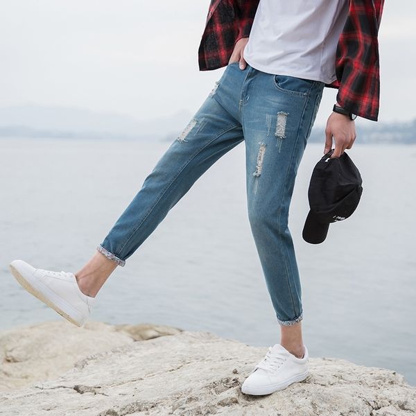 nrclx spring summer men's and casual fashion korean style 9-point ripped men's thin personalized 931 jeans and jeansnc4v7, Blue
nrclx spring summer men's and casual fashion korean style 9-point ripped men's thin personalized 931 jeans and jeansnc4v7, Blue