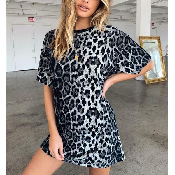 women summer leopard print loose t-shirt dress fashion short sleeve ladies party beach mini dress sundress, Black;gray
women summer leopard print loose t-shirt dress fashion short sleeve ladies party beach mini dress sundress, Black;gray
