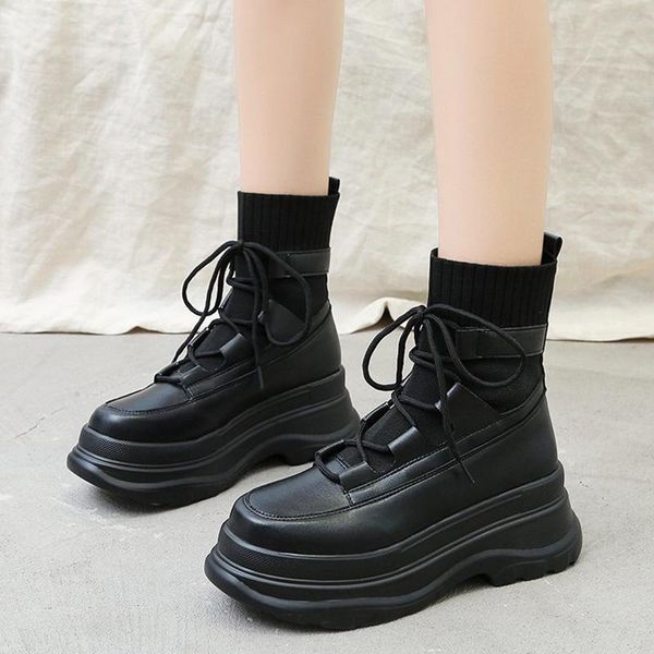 dropshipping 2021 winter women wedges ankle boots female thick sole sock shoes woman lace up platform pu leather chunky boots, Black
dropshipping 2021 winter women wedges ankle boots female thick sole sock shoes woman lace up platform pu leather chunky boots, Black