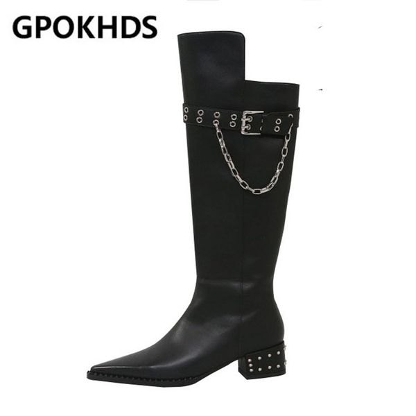 boots gpokhds 2021 women knee-high cow leather winter zippers chain short plush pointed toe high heels female western, Black
boots gpokhds 2021 women knee-high cow leather winter zippers chain short plush pointed toe high heels female western, Black