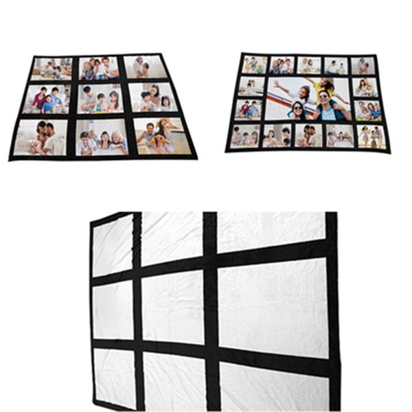 125*150cm Sublimation Thermal Fleece Blanket Heat Print Fabric Plush Mat Diy Blank Carpet 9 15 20 Grids Plaid Blankets Rest Quilt F102002