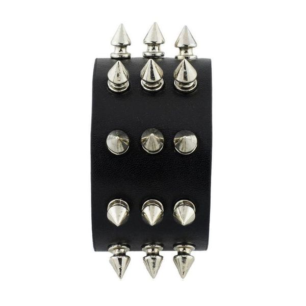 punk gothic rock three row metal cone stud spikes rivet leather wristband bangle wide cuff brace qyltsi, White
punk gothic rock three row metal cone stud spikes rivet leather wristband bangle wide cuff brace qyltsi, White