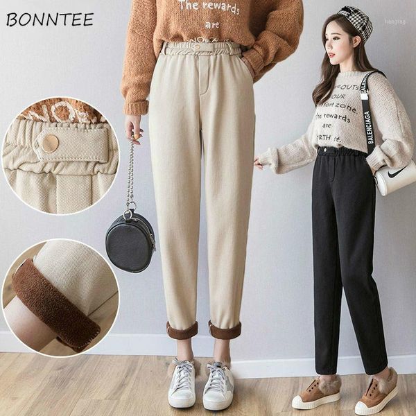 women pants high waist thickening winter warm trousers with button womens arrival streetwear black sweatpants apricot new1, Black;white
women pants high waist thickening winter warm trousers with button womens arrival streetwear black sweatpants apricot new1, Black;white