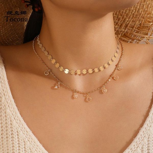 tocona bohemian clear crystal stone tassel choker neckalce for women gold color wafer multilayer clavicle chain jewelry 15807, Silver
tocona bohemian clear crystal stone tassel choker neckalce for women gold color wafer multilayer clavicle chain jewelry 15807, Silver