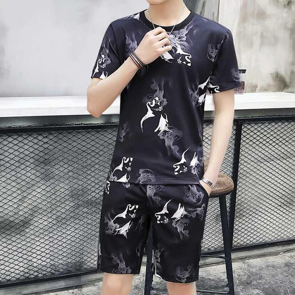 men's sets 2018 summer men's nylon round neck short-sleeved shorts fashion 3dpattern printing leisure wild sets1, Gray
men's sets 2018 summer men's nylon round neck short-sleeved shorts fashion 3dpattern printing leisure wild sets1, Gray
