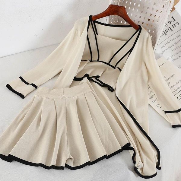 cyanlee women three piece outfits fashion korean clothes new arrival long cardigan camisole wide leg short pants 3 piece sets1, White
cyanlee women three piece outfits fashion korean clothes new arrival long cardigan camisole wide leg short pants 3 piece sets1, White