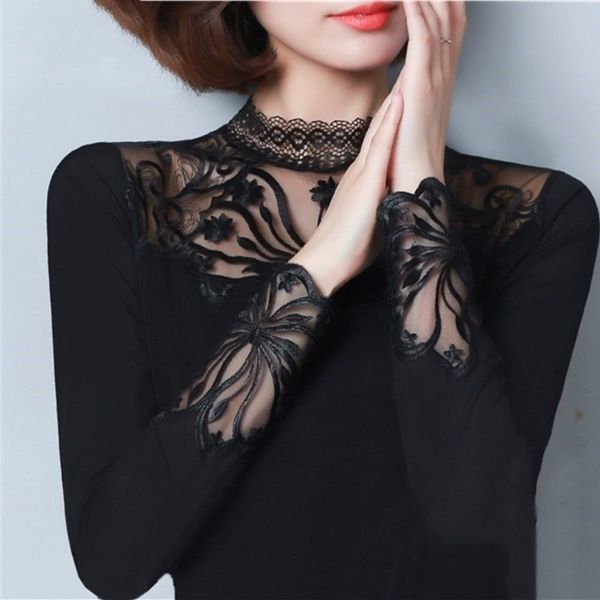lace net bottomed shirt autumn spring winter 2021 new korean high collar slim large size blouse long sleeve, White
lace net bottomed shirt autumn spring winter 2021 new korean high collar slim large size blouse long sleeve, White