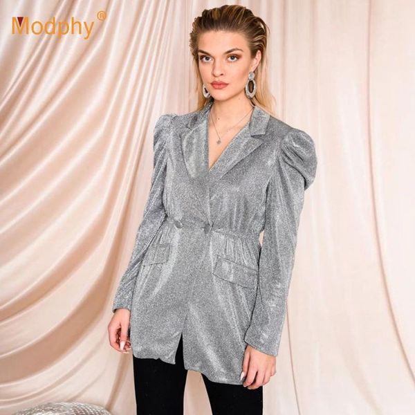 modphy 2020 fashion new ladies shiny silver blazer lapel puff sleeve long sleeve double-breasted pocket club party blazer1, White;black
modphy 2020 fashion new ladies shiny silver blazer lapel puff sleeve long sleeve double-breasted pocket club party blazer1, White;black