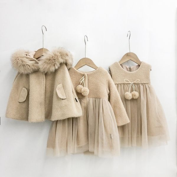winter toddler girl clothes set net yarn splicing vest dress thick coat hooded cloak 3pcs set for girl kids fashion pricess suit 201126, White
winter toddler girl clothes set net yarn splicing vest dress thick coat hooded cloak 3pcs set for girl kids fashion pricess suit 201126, White