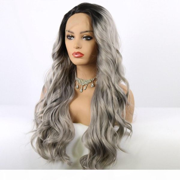 ombre grey hair wigs natural wave long synthetic lace front wigs high temperature fiber hair wigs for women, Black
ombre grey hair wigs natural wave long synthetic lace front wigs high temperature fiber hair wigs for women, Black