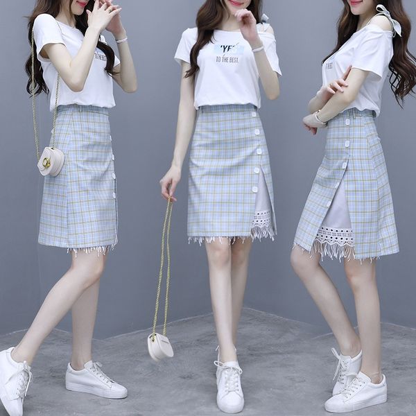 net red suit 2020 new summer foreign styleshort sleeve very fairy plaid dress dress high waist skirt two piece women's set qlhkc, Gray
net red suit 2020 new summer foreign styleshort sleeve very fairy plaid dress dress high waist skirt two piece women's set qlhkc, Gray