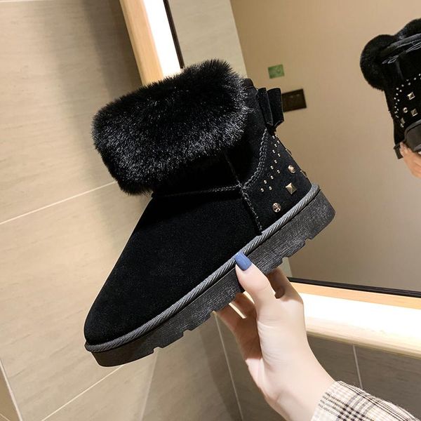 2020 new winter snow boots warm plush women shoes woman rivet bow knot thick bottom flat platform plus size slip on ankle boots, Black
2020 new winter snow boots warm plush women shoes woman rivet bow knot thick bottom flat platform plus size slip on ankle boots, Black