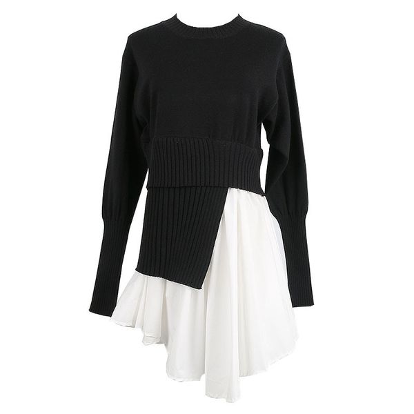 2021 new runway fake two asymmetric piece beautiful new spring women's sweater lolita bhee, White;black
2021 new runway fake two asymmetric piece beautiful new spring women's sweater lolita bhee, White;black