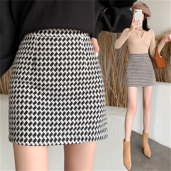 2021 new houndstooth skirt, new korean of woolen high waist, thin, half-length, one-step package hip female 8anx, Black
2021 new houndstooth skirt, new korean of woolen high waist, thin, half-length, one-step package hip female 8anx, Black