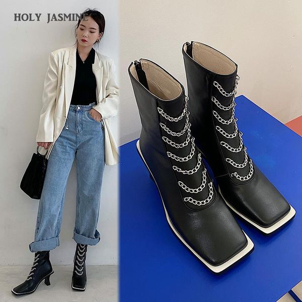 boots 2021 fashion est genuine leather women ankle female square toe chain thick high heels pumps winter party shoes woman, Black
boots 2021 fashion est genuine leather women ankle female square toe chain thick high heels pumps winter party shoes woman, Black