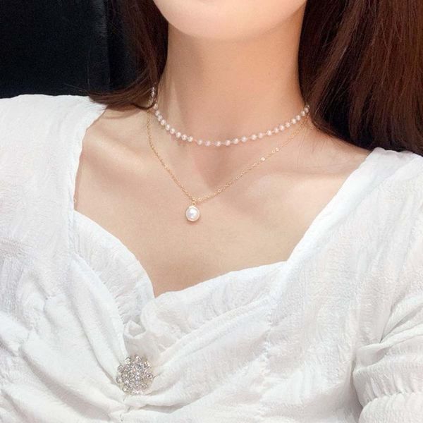 fashion women necklace double layer chain gold color choker temperament ladies romantic pearl pendant necklace jewelry gift, Silver
fashion women necklace double layer chain gold color choker temperament ladies romantic pearl pendant necklace jewelry gift, Silver