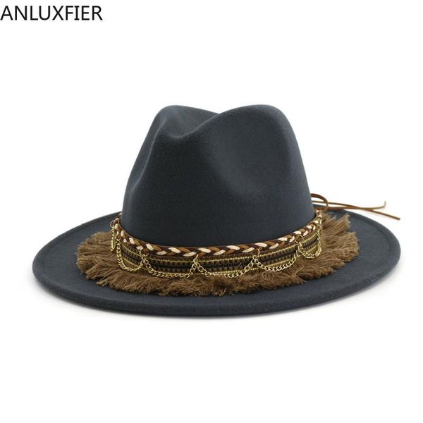 stingy brim hats h7561 fall winter retro fedoras hat ladies jazz wool felt chain tassel flat eave cap female fashion casual outdoor caps, Blue;gray
stingy brim hats h7561 fall winter retro fedoras hat ladies jazz wool felt chain tassel flat eave cap female fashion casual outdoor caps, Blue;gray