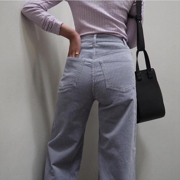 vintage corduroy pants harajuku woman trousers elastics korean pants causal autumn winter straight violet trousers, Black;white
vintage corduroy pants harajuku woman trousers elastics korean pants causal autumn winter straight violet trousers, Black;white