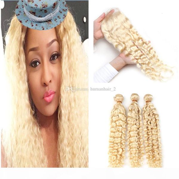 blonde deep curly wave human hair with lace closure #613 platinum blonde deep wave curly hair 3 bundles with brazilian lace closure, Black;brown 
blonde deep curly wave human hair with lace closure #613 platinum blonde deep wave curly hair 3 bundles with brazilian lace closure, Black;brown