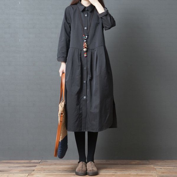 autumn 2020 new large size women's fashion art medium dress length loose lapel solid color long sleeve dress for women smzix, Black;gray
autumn 2020 new large size women's fashion art medium dress length loose lapel solid color long sleeve dress for women smzix, Black;gray