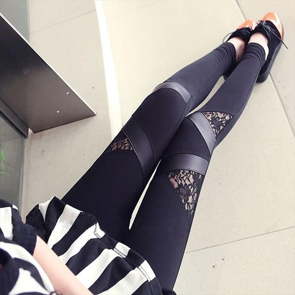 spring autumn leather workout leggings charming warm lace pu leggins skinny stretch splicing pants, Black
spring autumn leather workout leggings charming warm lace pu leggins skinny stretch splicing pants, Black