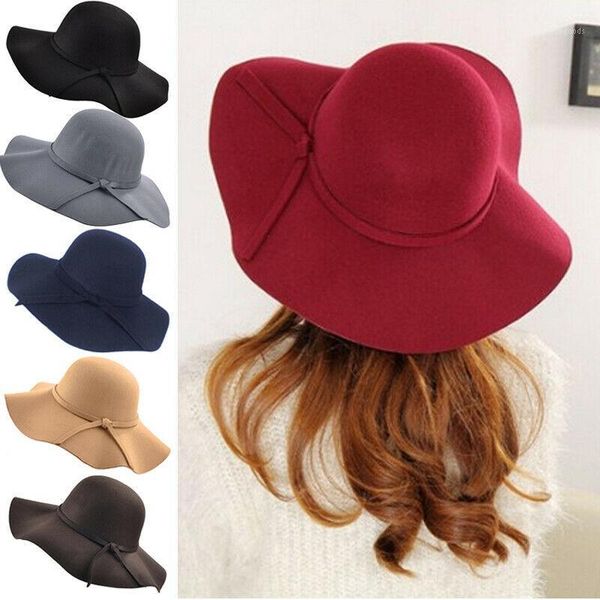 wide brim hats women ladies vintage woolen big hat wavy side edge visor sun cap1, Blue;gray
wide brim hats women ladies vintage woolen big hat wavy side edge visor sun cap1, Blue;gray