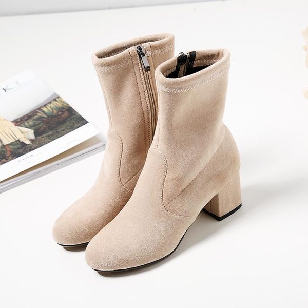short boots female wild british style black apricot fashion round toe mid-heel thick heel stretch socks boots33-43
short boots female wild british style black apricot fashion round toe mid-heel thick heel stretch socks boots33-43