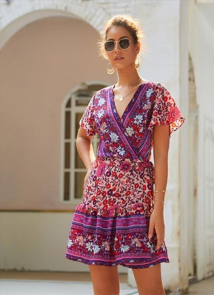 women dress 2020 summer autumn floral printing knee length dresses v-neck dresses short sleeve ruffle bohemia female dresses, Black;gray
women dress 2020 summer autumn floral printing knee length dresses v-neck dresses short sleeve ruffle bohemia female dresses, Black;gray