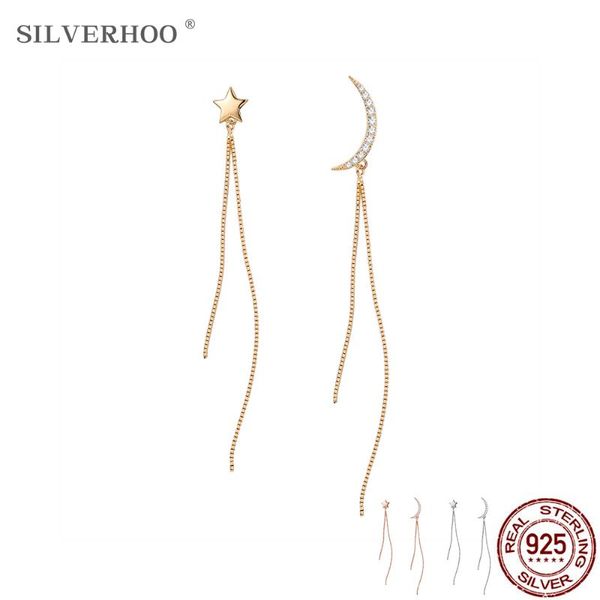 SILVERHOO 925 Sterling Silver Earrings For Women Long Tassel Star Moon Asymmetry Drop Earring Romantic Anniversary Jewelry Gift
SILVERHOO 925 Sterling Silver Earrings For Women Long Tassel Star Moon Asymmetry Drop Earring Romantic Anniversary Jewelry Gift